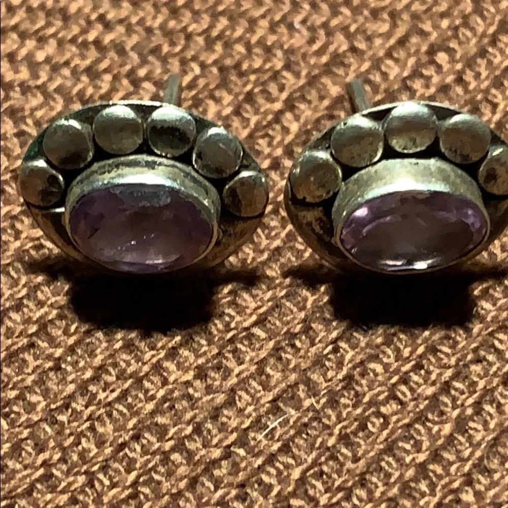 Sterling Silver/Amethyst Vintage/Antique earrings - Picture 5 of 9